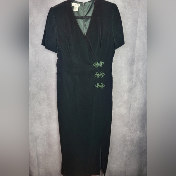 Vintage Talbots emerald Green Velour Velvet  Y2K maxi dress Size 10 - Picture 1 of 10